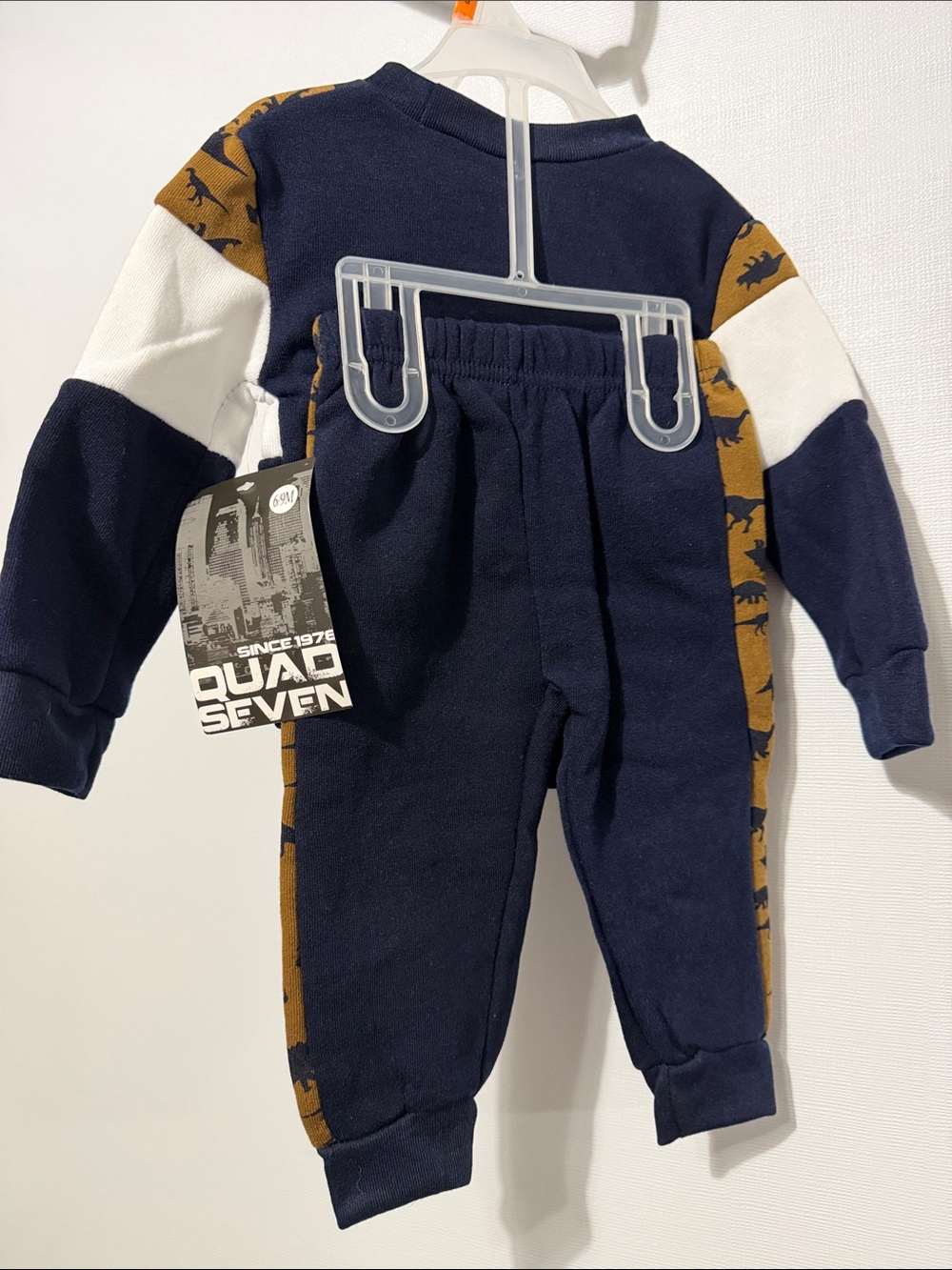 T-Rex Dino Two-Piece Sweat Set - Navy, Brown, White - Picture 2 of 4